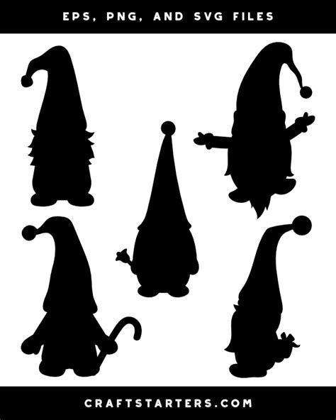 Christmas Gnome Silhouette Clip Art