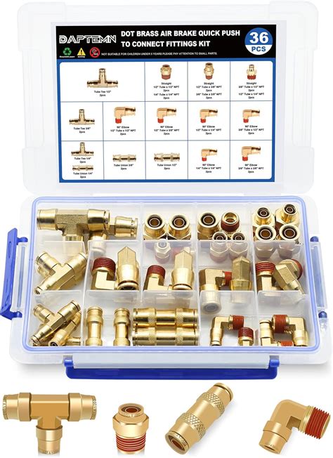 Daptemn Pcs Brass Air Brake Line Fitting Assortment Kit