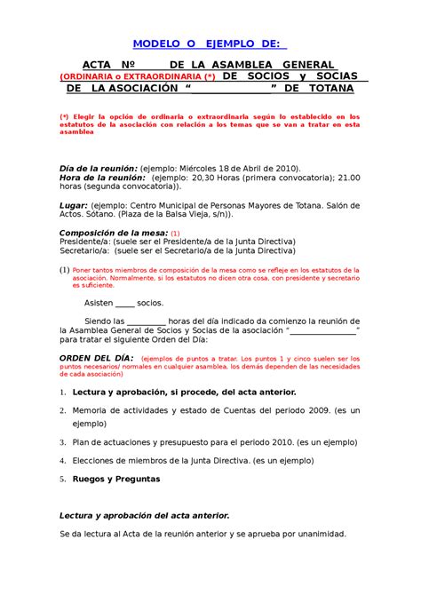 161025 modelo de acta de asamblea modelo de acta de asamblea gen bilarasa