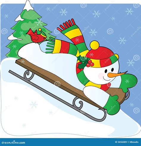 Snowman Sled Royalty Free Stock Images Image 3656089