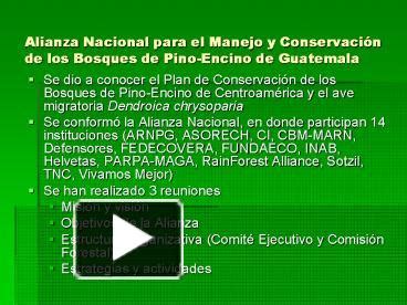 PPT Alianza Nacional Para El Manejo Y Conservaci PowerPoint