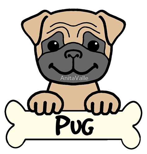 "Pug Cartoon" by AnitaValle | Redbubble