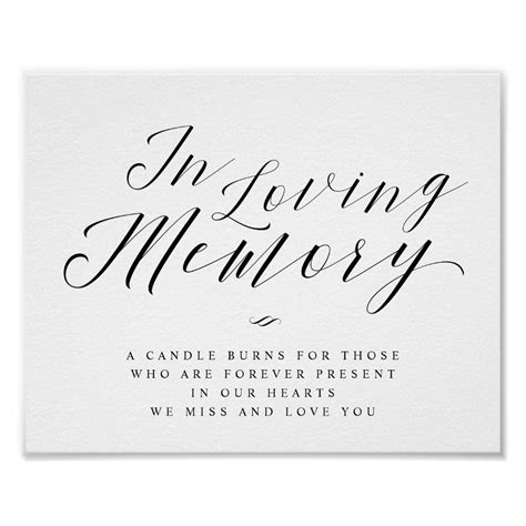 In Loving Memory Calligraphy Script Memorial Sign Zazzle Memorial