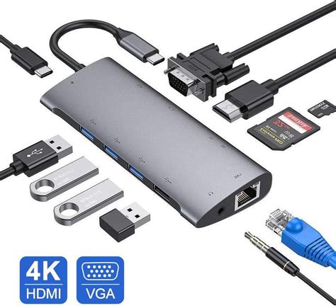 Usb C Adapter 11 Poorts Met Hdmi 4k Usb 3 0 Ethernet Aansluiting Space Grey Van Zedar