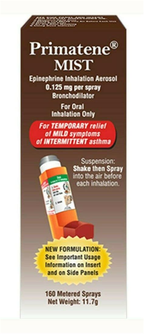 Primatene Mist Epinephrine Aerosol Inhaler (160 Sprays) EXP 10/23 ...