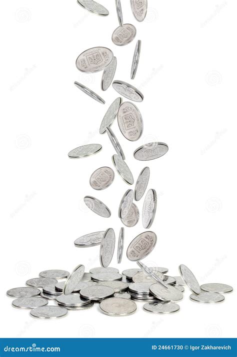 Silver Coins Falling Stock Photo - Image: 24661730