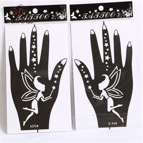 1 Pair 2pcs Henna Hand Tattoo Stencil Flower Glitter Airbrush Mehndi Henna Tattoo Stencils