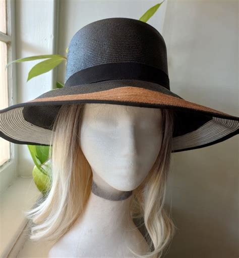 Vintage Georgina Hat Fine Black Straw Hat 1990 S Ha Gem