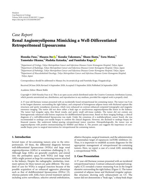 Pdf Renal Angiomyolipoma Mimicking A Well Differentiated