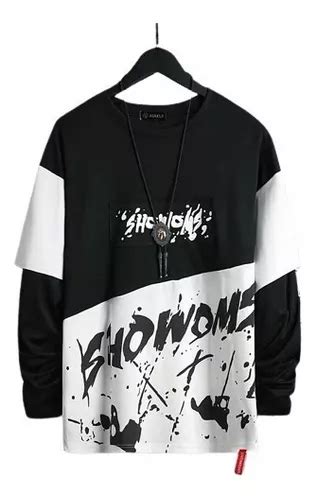 Camiseta De Hip Hop Para Hombre Moda Casual De Manga Larga Meses Sin