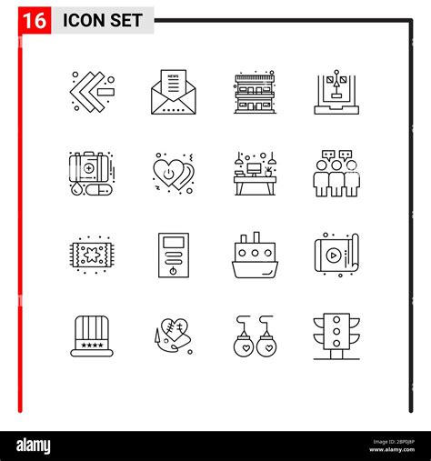 Stock Vector Icon Pack Of Line Signs And Symbols For Emergency