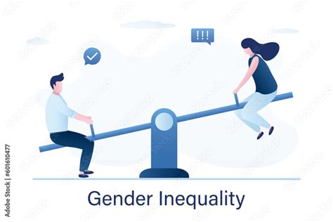 Gender Inequality Sexual Inequality Sexism Discrimination Concept Man And Woman Sitting On