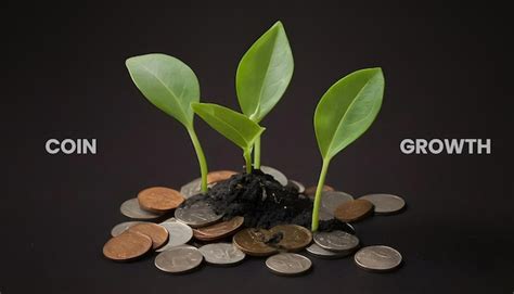 Premium Photo A Plant Growing From A Pile Of Coins And A Coin With A