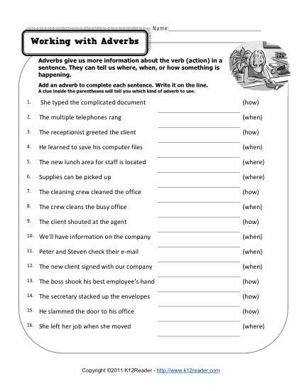 Working With Adverbs Free Printable Adverb Activities Worksheets Library