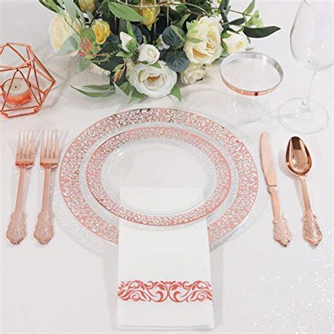 I Pcs Clear Rose Gold Dinnerware Set Plates With Rose Gold