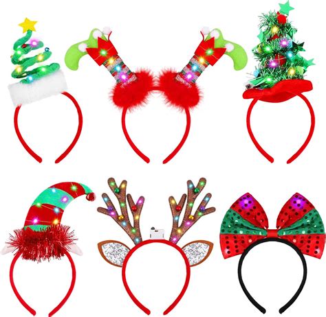 Amazon Fovths 6 Pack Christmas Headbands LED Reindeer Head Boppers