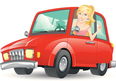 Girl Driving Car Cartoon