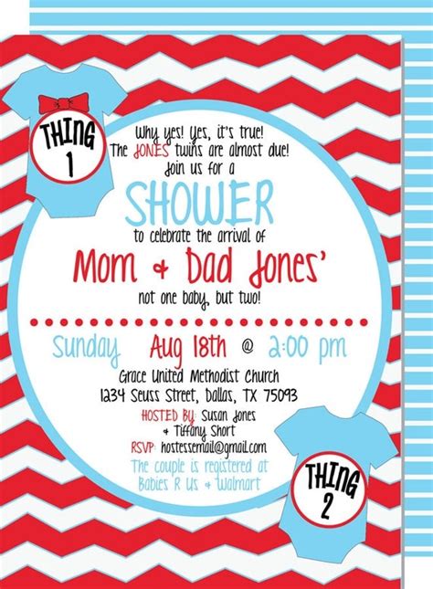 Dr Seuss Twin Baby Shower Dr Seuss Baby Shower Thing 1 Thing 2