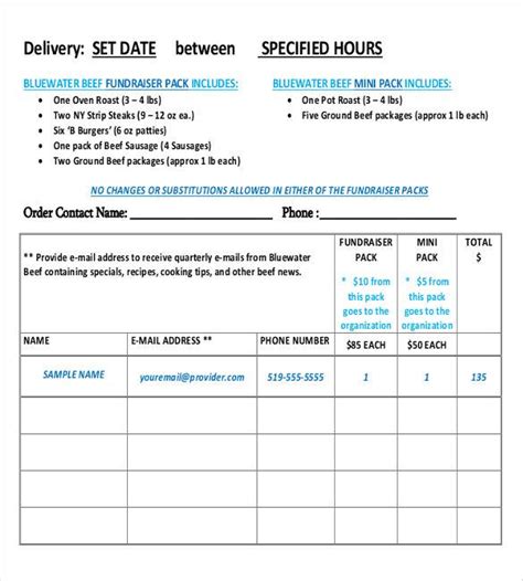 Free Sample Fundraiser Order Templates In Pdf Ms Word Excel