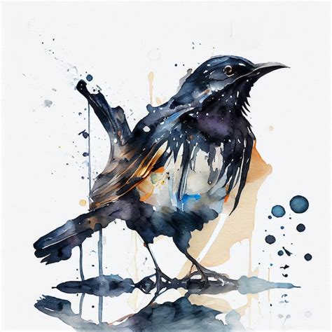 Premium Photo | Bird watercolor drawing paint