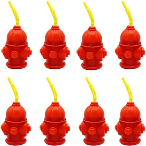 Amazon E S Novelty Fire Hydrant Straw Cups With Lids Pack