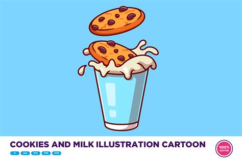 Cookies And Milk Illustration Cartoon Graphic By Catalyststuff