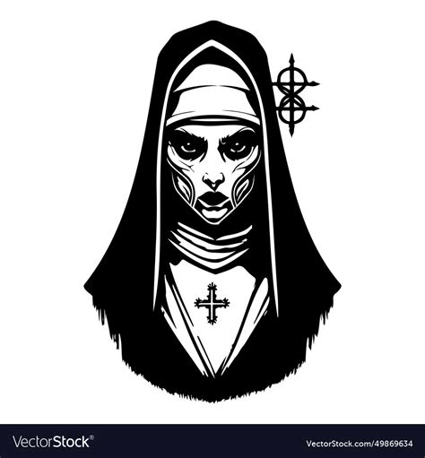 Halloween The Nun Scary Sketch Hand Draw Vector Image