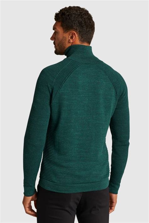 Cast Iron Half Zip Trui Donkergroen Ckw Online Bestellen