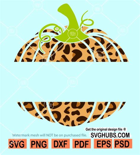 Leopard Print Split Pumpkin Svg Leopard Pumpkin SVG Fall Pumpkin SVG