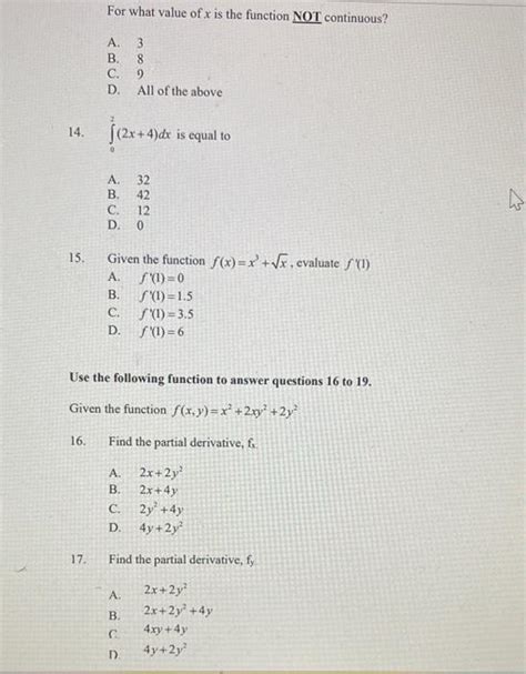 Solved For What Value Of X Is The Function Not Continuous A