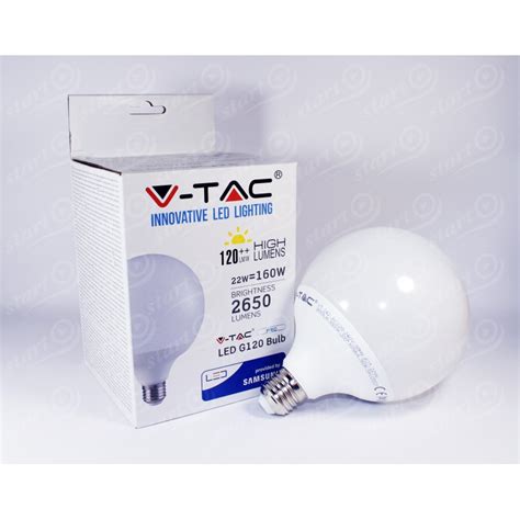 V TAC PRO VT 242 LAMPADINA LED E27 22W GLOBO G120 CHIP SAMSUNG SKU