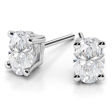 1 Carat Lab Grown Oval Diamond Studs In White Gold