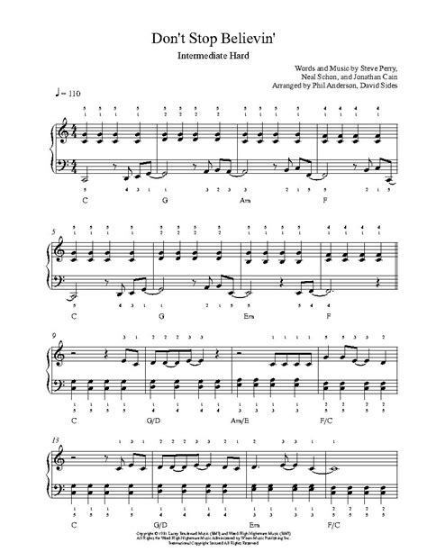 Dont Stop Believin By Journey Piano Sheet Music Intermediate Level Piano Sheet Music