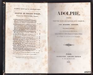 Adolphe Anecdote Trouv E Dans Les Papiers D Un Inconnu Nouvelle