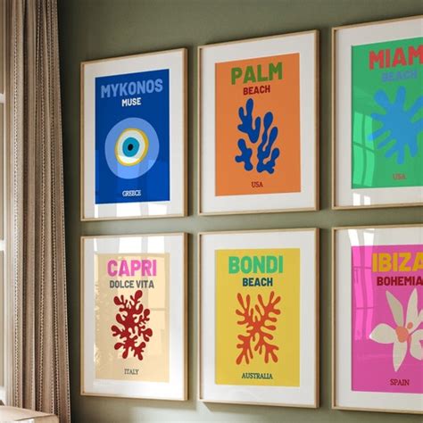 Preppy Wall Art Colorful Summer Prints Travel Poster Set Of Etsy Canada