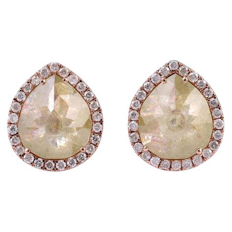 Fancy Diamond 18 Karat Gold Stud Earrings For Sale At 1stdibs