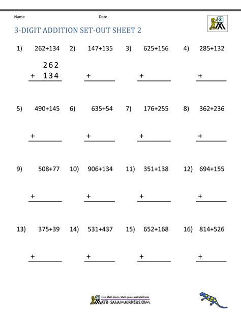 3 Digit Addition Worksheets Worksheets Library