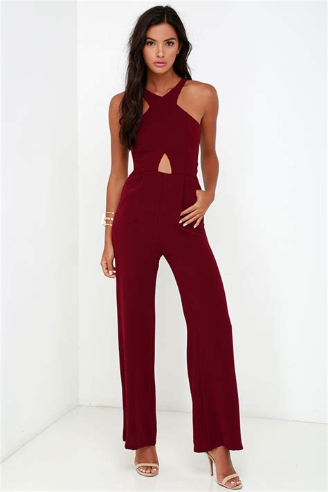 Sexy Wine Red Jumpsuit Cutout Jumpsuit Sleeveless Jumpsuit 4900 Lulus