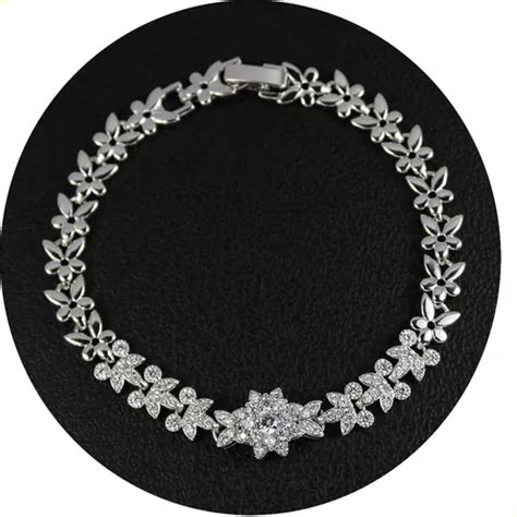 Fina Pulsera Esclava Diamantada Swarovski Oro Lamin K Cm Cuotas