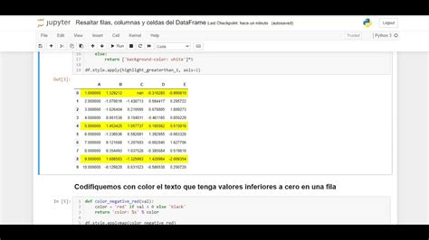 Resaltar Filas Columnas Y Celdas Del Dataframe Youtube