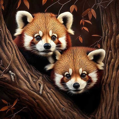 Adorable Red Pandas On A Tree Digital Art By Damien Adam Pixels