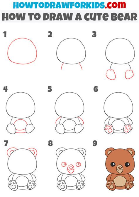 How to Draw a Cute Bear - Easy Drawing Tutorial For Kids