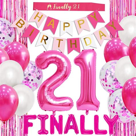 Kreatwow 21st Birthday Decorations Party Supplies Hot Pink Finally 21