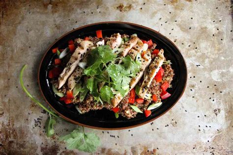 Sesame Ginger Quinoa Salad With Grilled Chicken Heather Christo