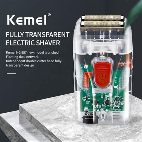 Máquina Barbear Shaver Kemei NG 987 Bivolt Transparente De La Barba