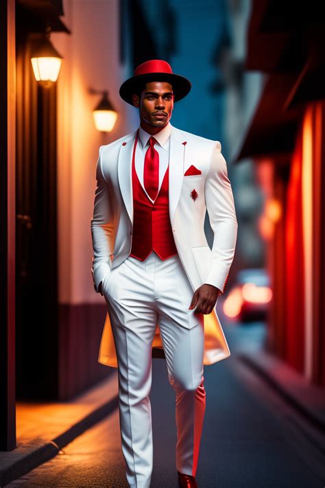 Lexica Beautiful Mulatto Brazilian Man Wearing White Suit And Red Tie