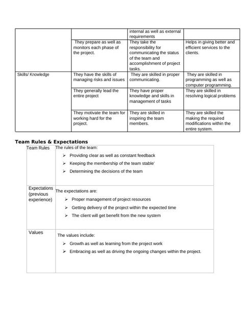 Team Charter Rules Expectations And Communication Plan For Globlex