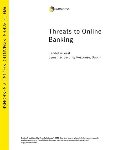 Fillable Online Threats To Online Banking Symantec Fax Email Print