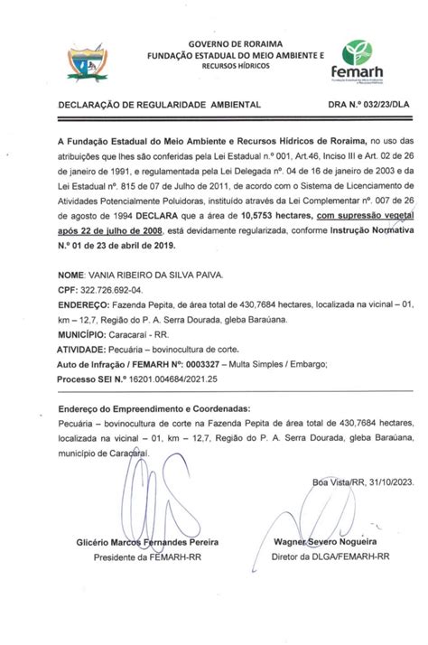 Declara O De Regularidade Ambiental