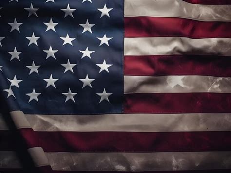 Premium Ai Image Moody American Flag Close Up For Memorial Day Or 4th Of July Usa Flag Or